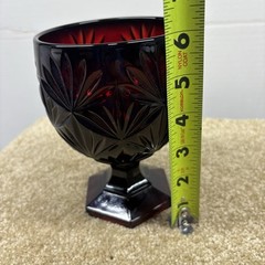 Ruby Red Cranberry Heavy Glass Candy Dish Chalice Compote Goblet Luminarc France
