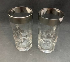 Water Glasses with platinum band on rim and design (pair)