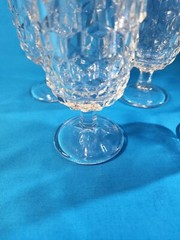 Set of 4 Fostoria Glass AMERICAN Water Footed Glasses Optic Cube