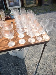 Vintage Avon Hummingbird Frosted Crystal Iced Tea Goblets 7 7/8″ Wine 22 Pieces