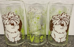 Lot of 3 Sammy Shaggy Dog Floral Green Flowers Cartoon Tumbler Glasses Vintage