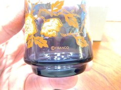 Vintage Set of 6 Libby Franco Bolero Blue 5 1/4″ Tumblers with Poppies