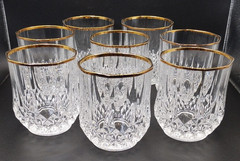 Longchamp Gold Cristal D’Arques Double Old Fashioned Glasses Whiskey (8) Vintage