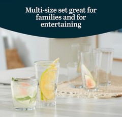 Libbey Preston 16 Piece Glassware Set Tumbler Rocks Glasses 12.5oz 16oz New