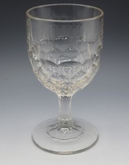 EAPG EARLY GLASS NEW YORK AKA HONEYCOMB WITH DIAMONDS WATER GOBLET C.1870