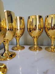 VTG LIBBEY GOLD OVERLAY ROCK SHARPE LRS288 WINE GLASSES