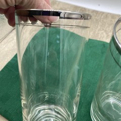 Vintage Platinum Trimmed Heavy Bottom Highball Glasses Set (2) 2.5” D X 5.5” T
