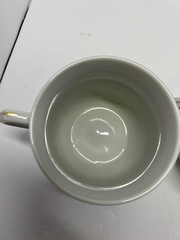 Vintage Gray Porcelain Mother Father Floral Cups Mugs Set Of 2 Unmarked Gold