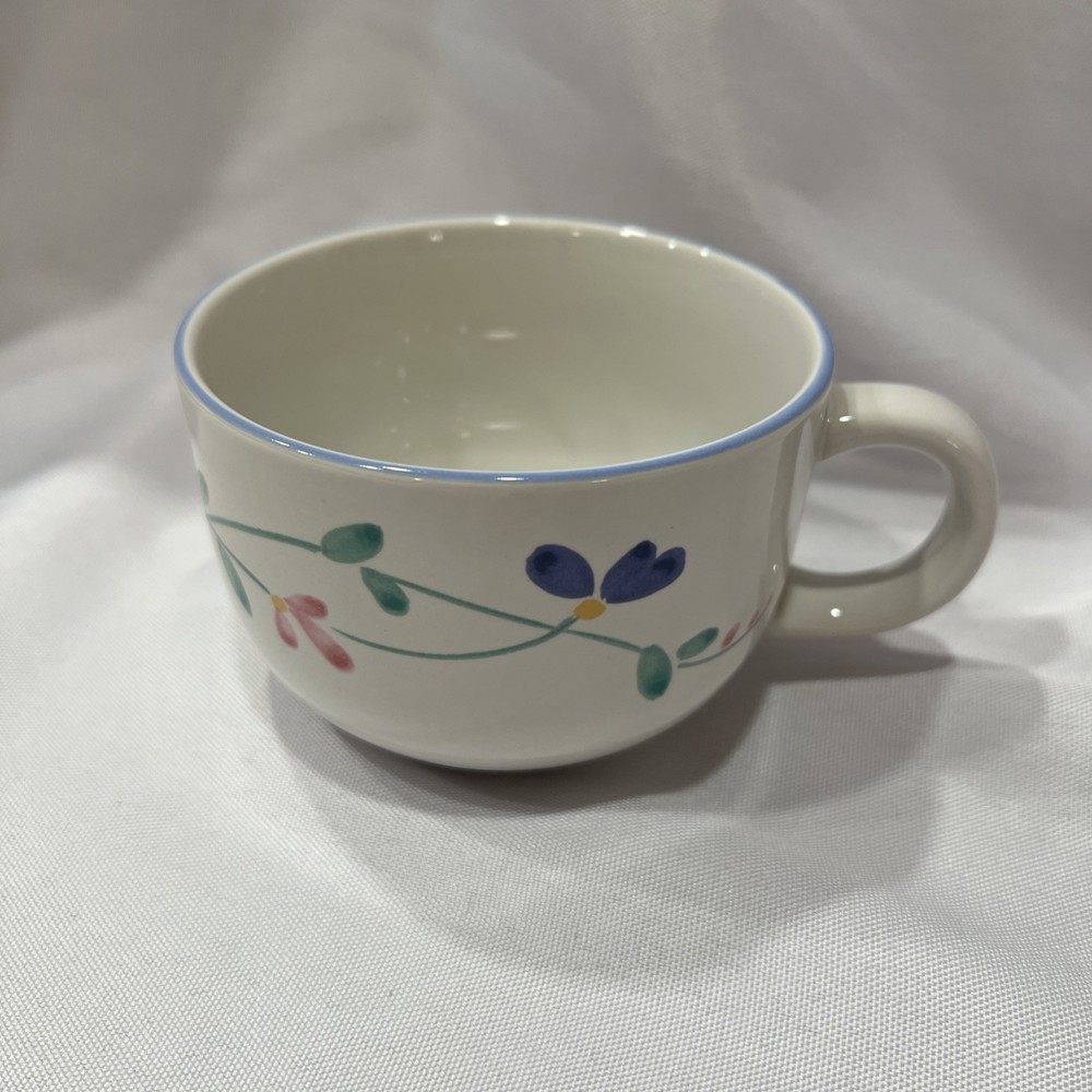 Allegro Stoneware Hearthside Cup Coffee Tea Flowers Vine Vintage