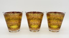Georges Briard Double Rocks Glasses Gold Swirl 12 oz. – Set of 3