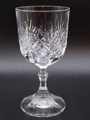 One Royal Crystal Rock RCR Gemini WATER Goblet Petticoat Stem Criss-Cross Fans