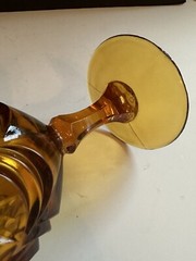 Vtg Fenton Red Cliff Goblet Glass Knobby Bulls’ Eye Amber Rare 6.5”