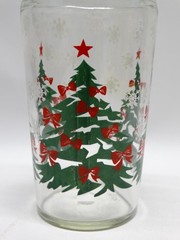 Set of 3 Vintage Golden Harvest Christmas Tree Glass Tumblers Anchor Hocking