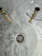 Stephen Smyers Studio Art Glass RIO Gold Stem Champagne Flutes Signed Set Of 3