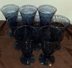 Set Of 8 Mikasa Studio Nova Adirondack Aztec Southwestern Cobalt Blue Glasses