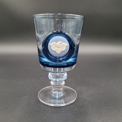 Wedgwood Blue Jasperware Glass Chalice American Eagle Cameo Blue Glass Single