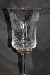 Wine Glass Etched Wheat Wild Flower Clear Drinking Glass Wine Glass Cordial