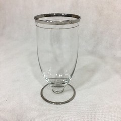 Lot of 3 Crystal Iced Tea Glasses Double Platinum Trim Foot 5-3/4″ Vintage