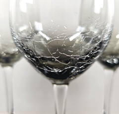 (3) Pier 1 Smoke Crackle White Wine Glasses Set Elegant Clear Drink Stemware Lot