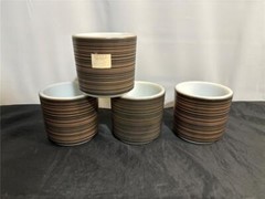 5 Pyrex Black Gold Terra Striped 13 oz Tumblers
