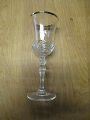 Royal Crystal Rock Italy AUREA GOLD Wine Glass 7 3/8″ Ribbed Clear 9 available