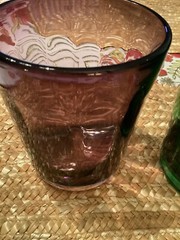 Lot Of 3 BEI Jewel Tone Tumblers 4” Colored Glass