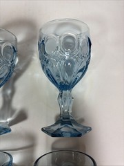 Vintage Fostoria Glass Moonstone Light Blue Wine/Juice Goblets Set of 4