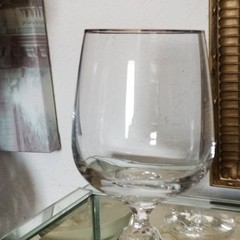 Lot of 6 Import Assoc Platinum Band Pattern Crystal Glass Water Goblet 6 ¾”