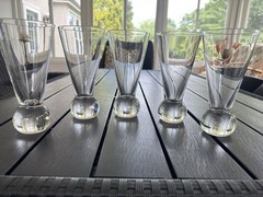 Vintage Clear Flared Beverage Glasses | Solid Crystal Ball Base | 10 oz MCM