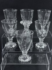7 Berwick Boopie Cut Rose Juice Goblets 4oz Anchor Hocking VTG Rare USA 7pc