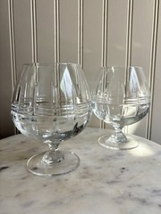 Pair of Vintage Crystal Brandy Snifters Clear Glass 5”Tall Classical Traditional