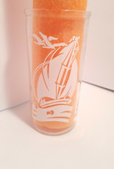 Vintage Hazel Atlas Clear Drinking Glass White Sailboat 5 3/4″
