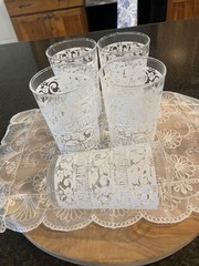 Vintage MCM Anchor Hocking CHANTILLY Glass Tumblers 22K Gold Edge, set of 5, EUC