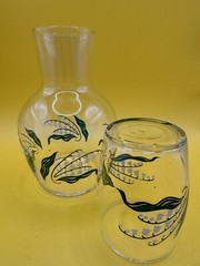 Vintage Libbey Lily of the Valley Bedside Water Glass and Carafe Tumble Up