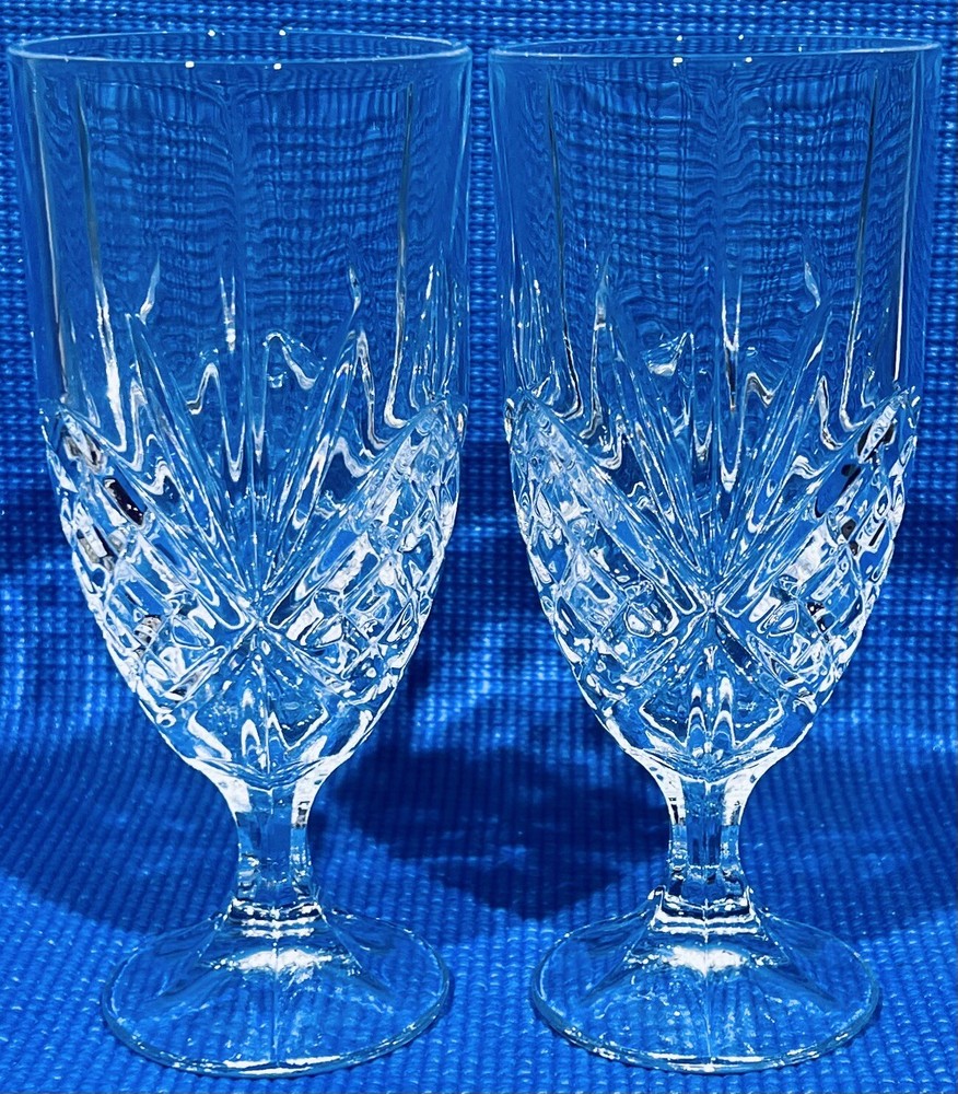 Lot Of 2 ~ GODINGER DUBLIN SHANNON CRYSTAL ICED BEVERAGE GLASS GOBLET 7 3/4”EC!