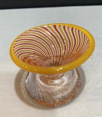Vintage Hand Blown Red & Orange Swirl Art Glass Shot Glass