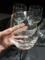 Set (4) Stemless Wine Glasses 4-1/4″ Tumblers- Crystal Lenox signed plain 16 oz.