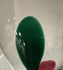 Pier 1 Imports, Optic Red & Green Swirls, Martini Glasses, Hand-blown (3) Disc.