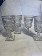 Imperial Glass Cape Cod Clear Water Goblets Stem 3600 Set of 4 Square Foot