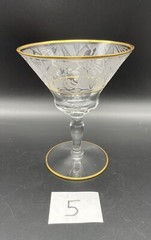 Glastonbury Lotus Cocktail Glass Glows La Furiste Clear Gold Trim