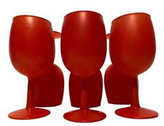 6 Vintage MCM Orange/Red Frosted Matte Goblets Blendo Style By Rainbow Glass