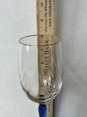 4 Lenox Goblets Cobalt Blue Stems Wine Glasses Art Deco Swag Drape Gold Rim
