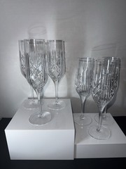 6 ROYAL DOULTON SUMMIT CHAMPAGNE FLUTES 8.5″ TALL