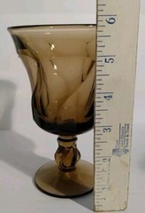 Pair Of Vintage Fostoria Jamestown Smoke Brown 5 7/8″ Tall 4″ Dia Water Goblets