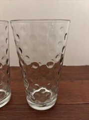 VTG 1960’s Libbey AWA Dot Reverse Optic 16oz Clear Ice Tea Glasses Set of 4
