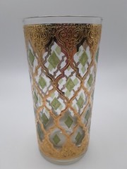 Vintage Signed Culver Valencia Highball Glasses 4 | 22K Gold & Green Diamond