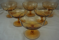 Fostoria 5093 Amber (6) Footed Grapefruit Bowls, 5 1/8″ x 4 1/2″ (B3)