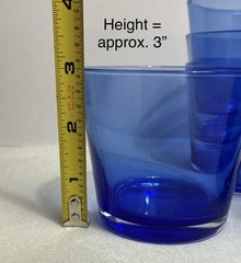 Set Of 6 ~Vintage Cobalt Blue Flare 10 Oz Glasses Rocks 3.25” ~Tiny Scratches