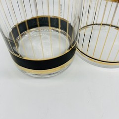 Vtg MCM Culver Devon Black 22k Lowball Whiskey Old Fashioned Glasses
