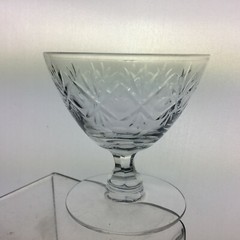 VINTAGE CUT GLASS OR CRYSTAL CLARET WINE GOBLET SET 9 STEMWARE CRISS CROSS/STAR